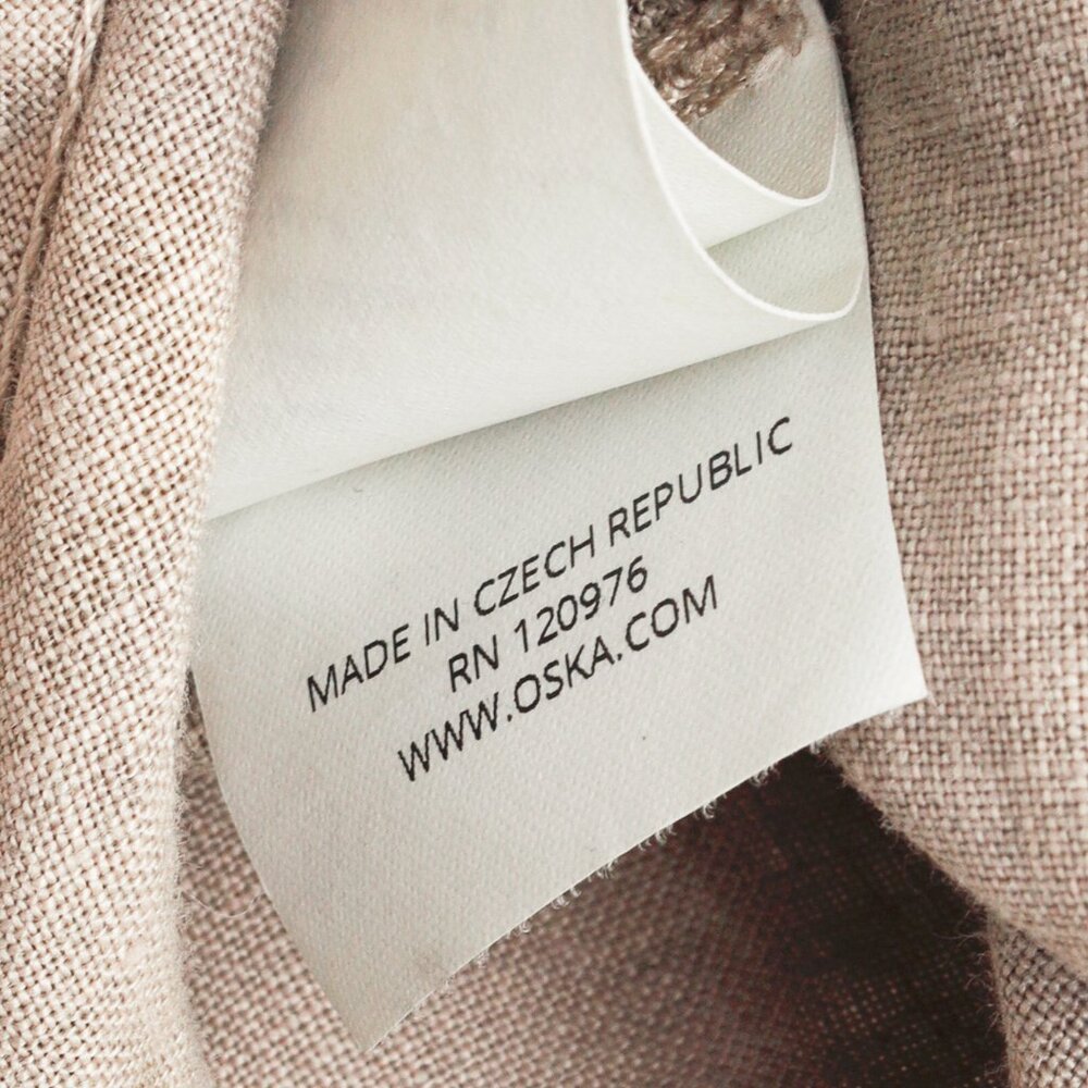 Oska Tuelo Taupe Branch-Print Linen Balloon-Hem Dress - Picture 10 of 10